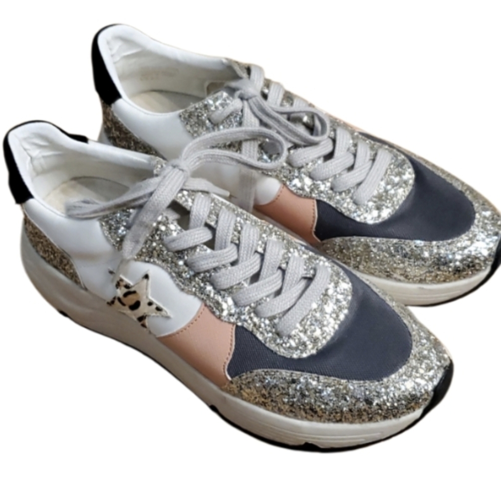 Mi.im Metallic Silver Sparkle Colorblock Sneaker Size 8.5